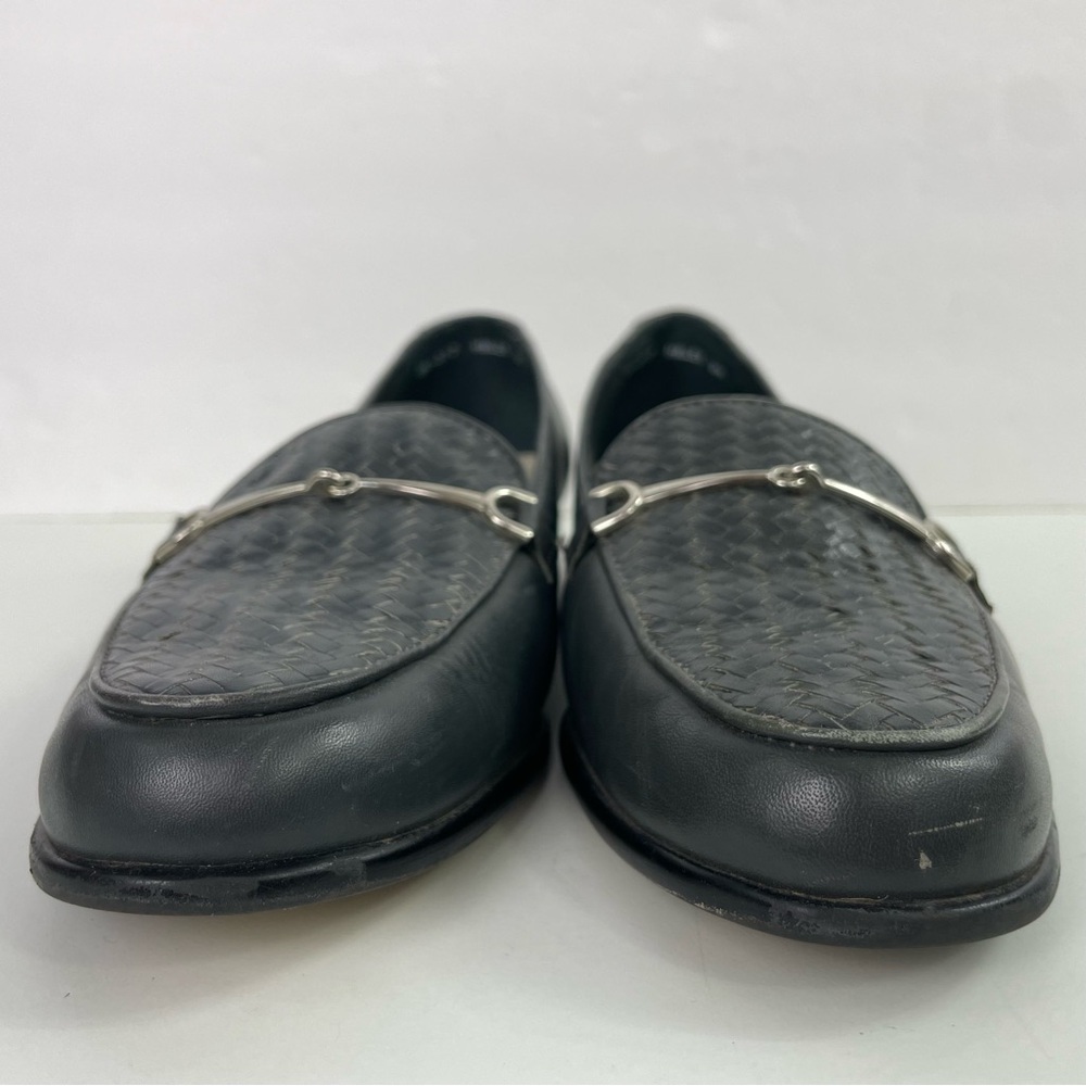 Trotters‎ Vintage Haley Grey Herringbone Woven Leather Horse Bit Classic Loafer - Picture 6 of 15